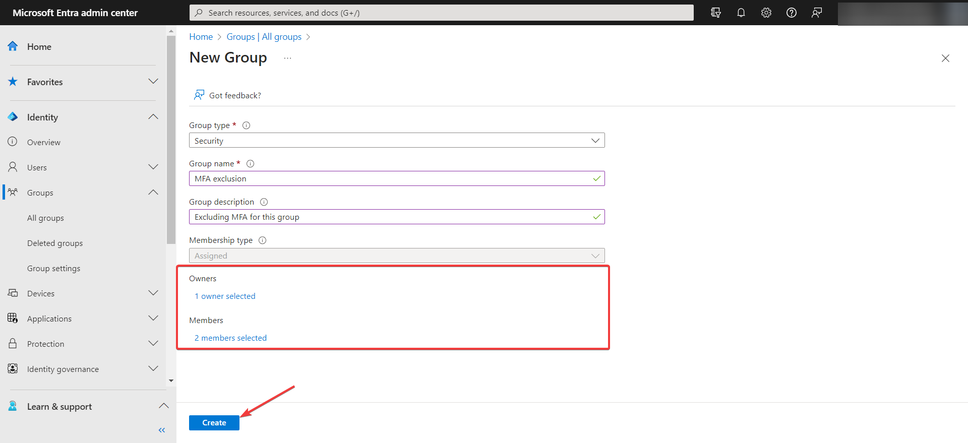 Настройка участников группы