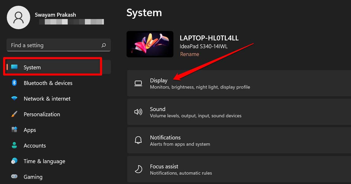 Параметры экрана Windows