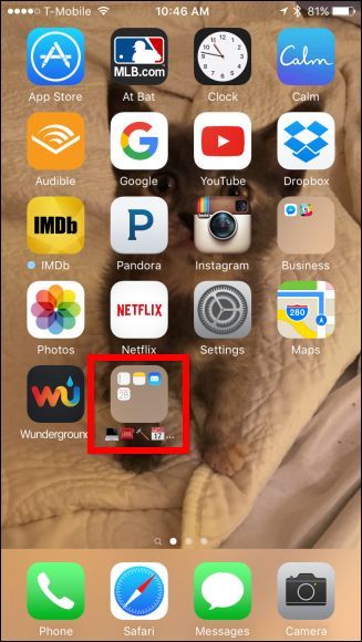 Папка с эмодзи на домашнем экране iOS