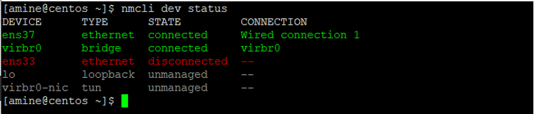 ens33 отмечен как disconnected