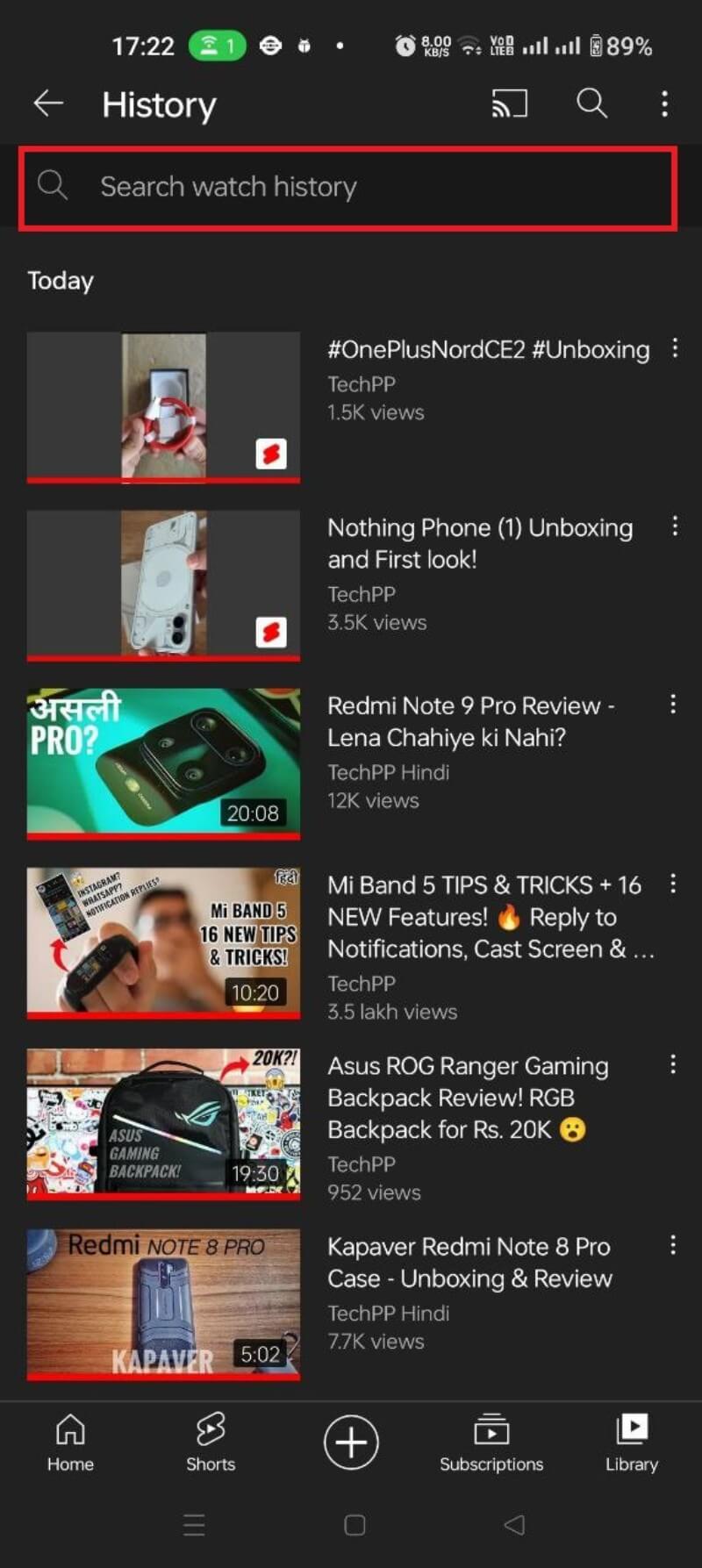 Einzelnes Video aus Verlauf entfernen