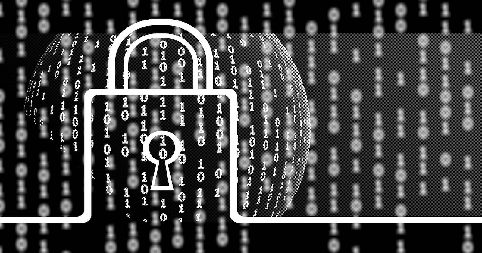 замок и двоичный код на тёмном фоне