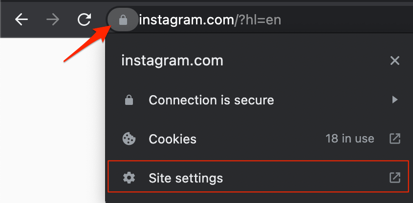 Instagram Site Settings