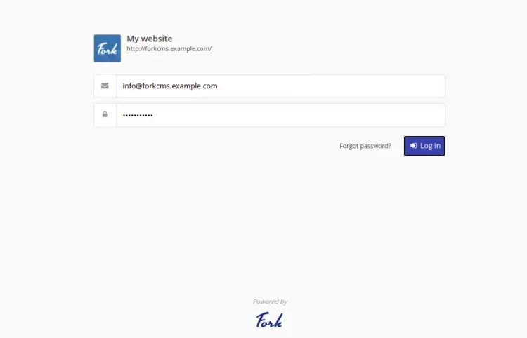 Экран входа в Fork CMS