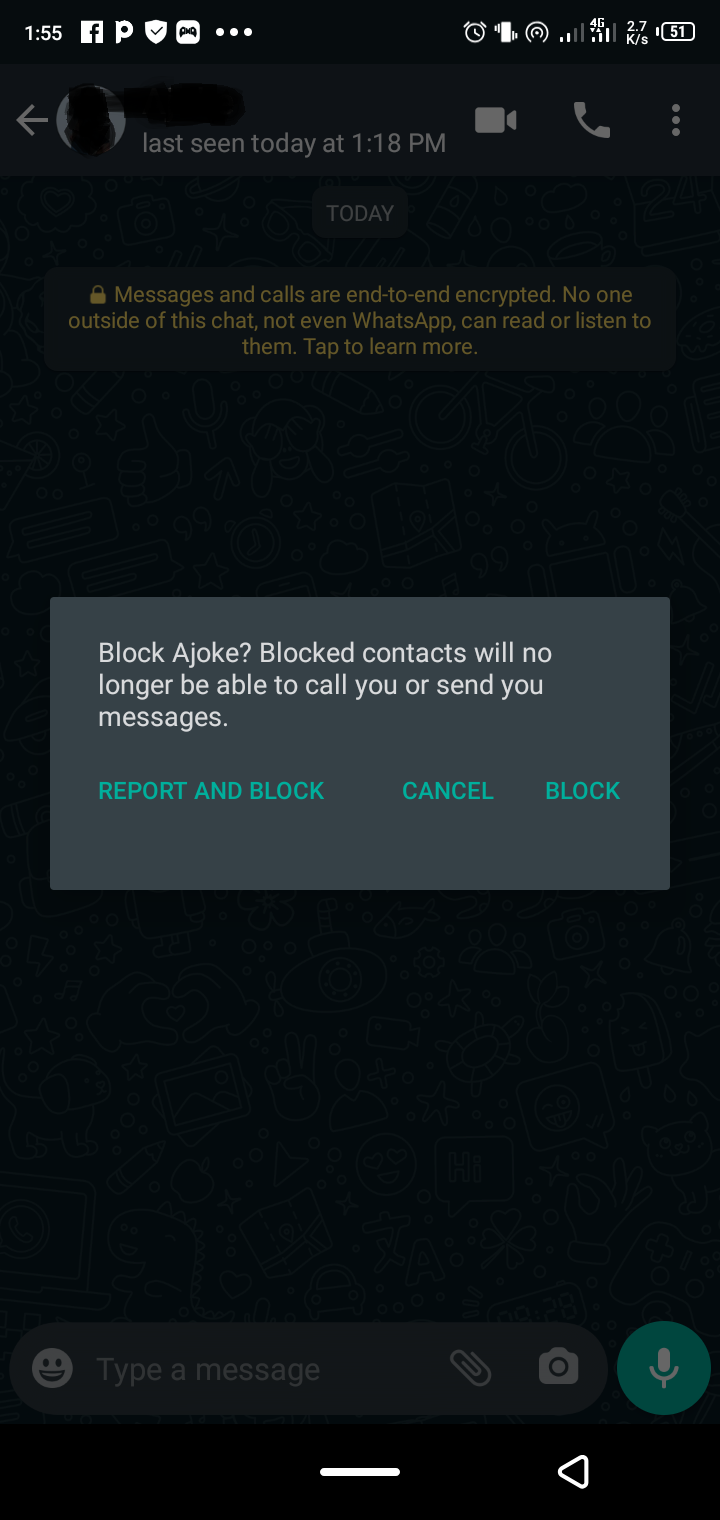 Выбор блокировки или отчёта с блокировкой