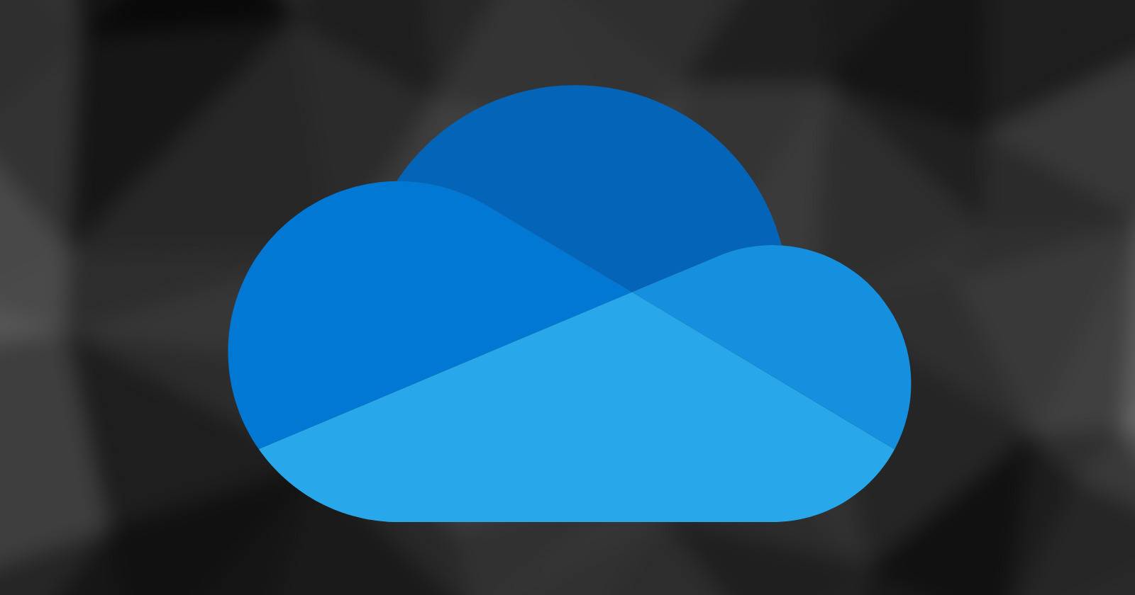 Синий логотип OneDrive на тёмном фоне