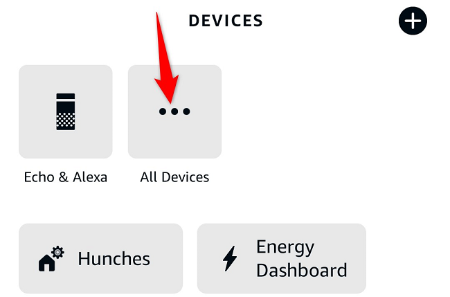 Выбор 'Все устройства' в приложении Alexa
