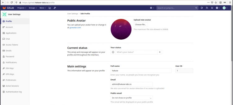 Изменение профиля в GitLab