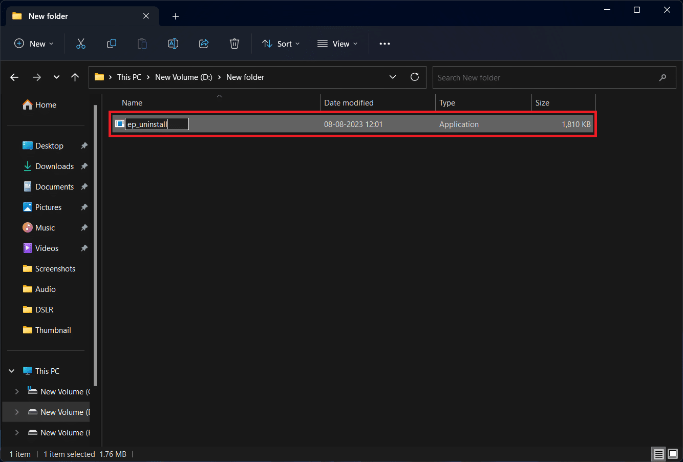 Renomear arquivo de instalação para ep_uninstall.exe