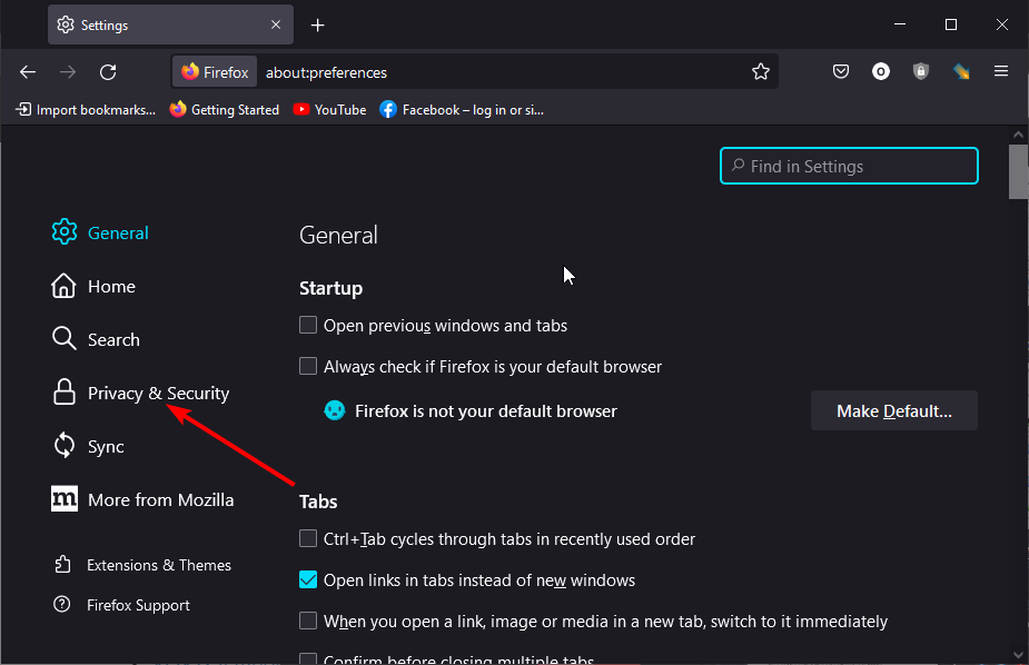 Конфиденциальность в Firefox
