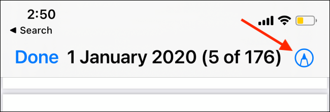 Нажатие кнопки Разметка на iPhone