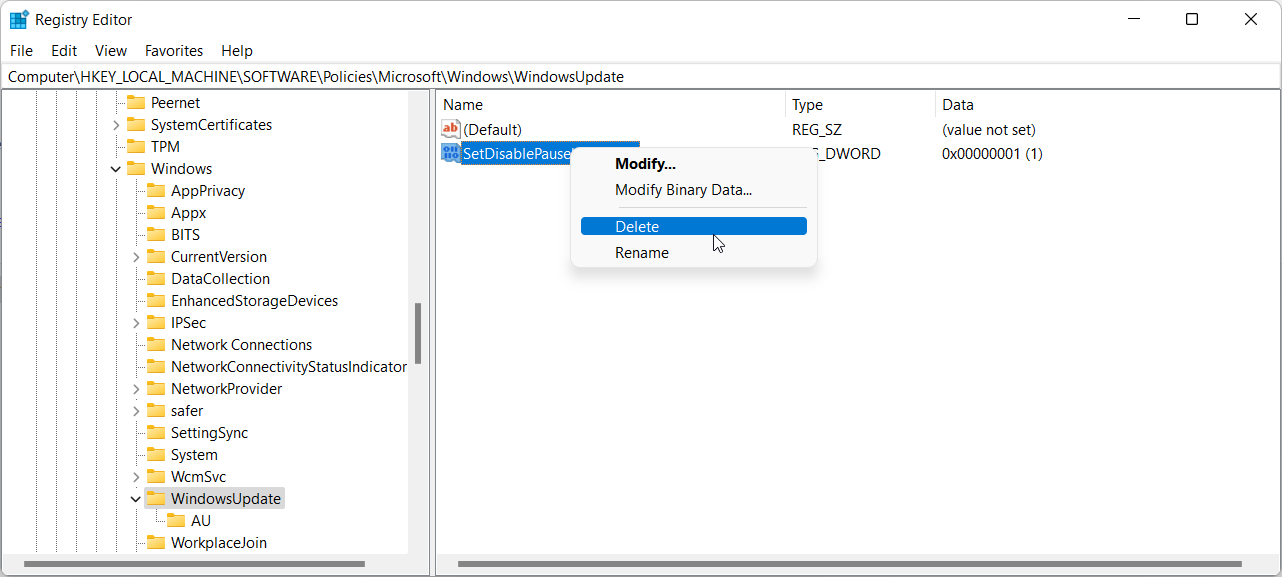 delete setdisablepauseUX access