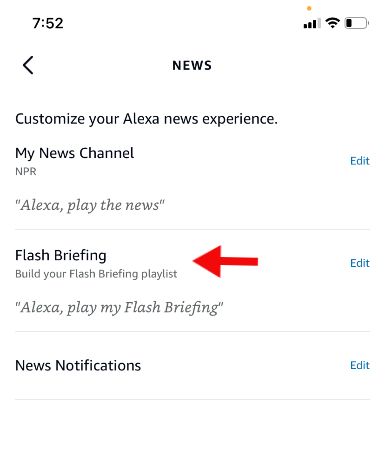 Кнопка редактирования Flash Briefing
