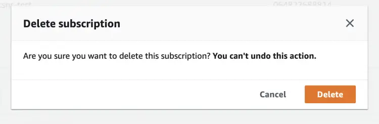 Подтверждение удаления подписки SNS
