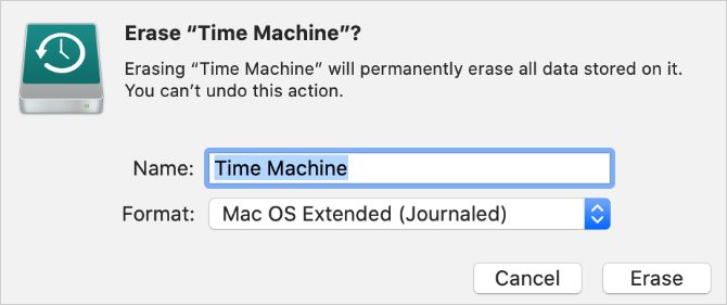 Disk Utility erase window