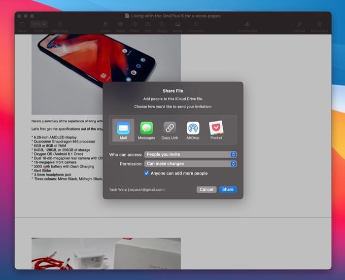 Параметры доступа на Mac