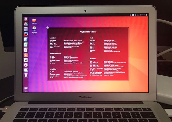 Ubuntu running on a MacBook Air
