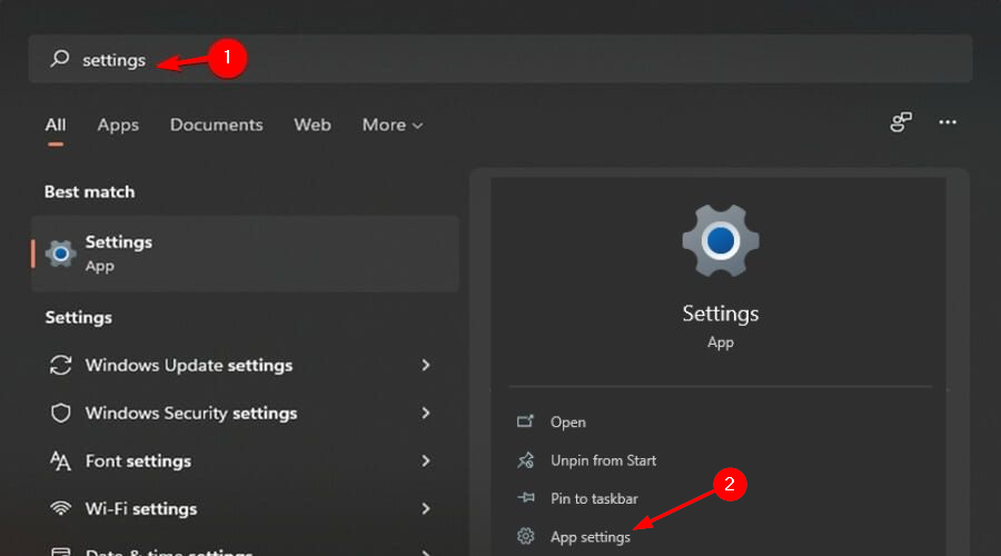Параметры приложения в Параметрах Windows