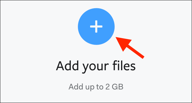 Кнопка Плюс для добавления файлов на WeTransfer