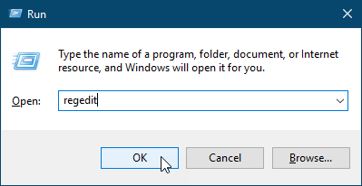 Открытие Редактора реестра в Windows 10
