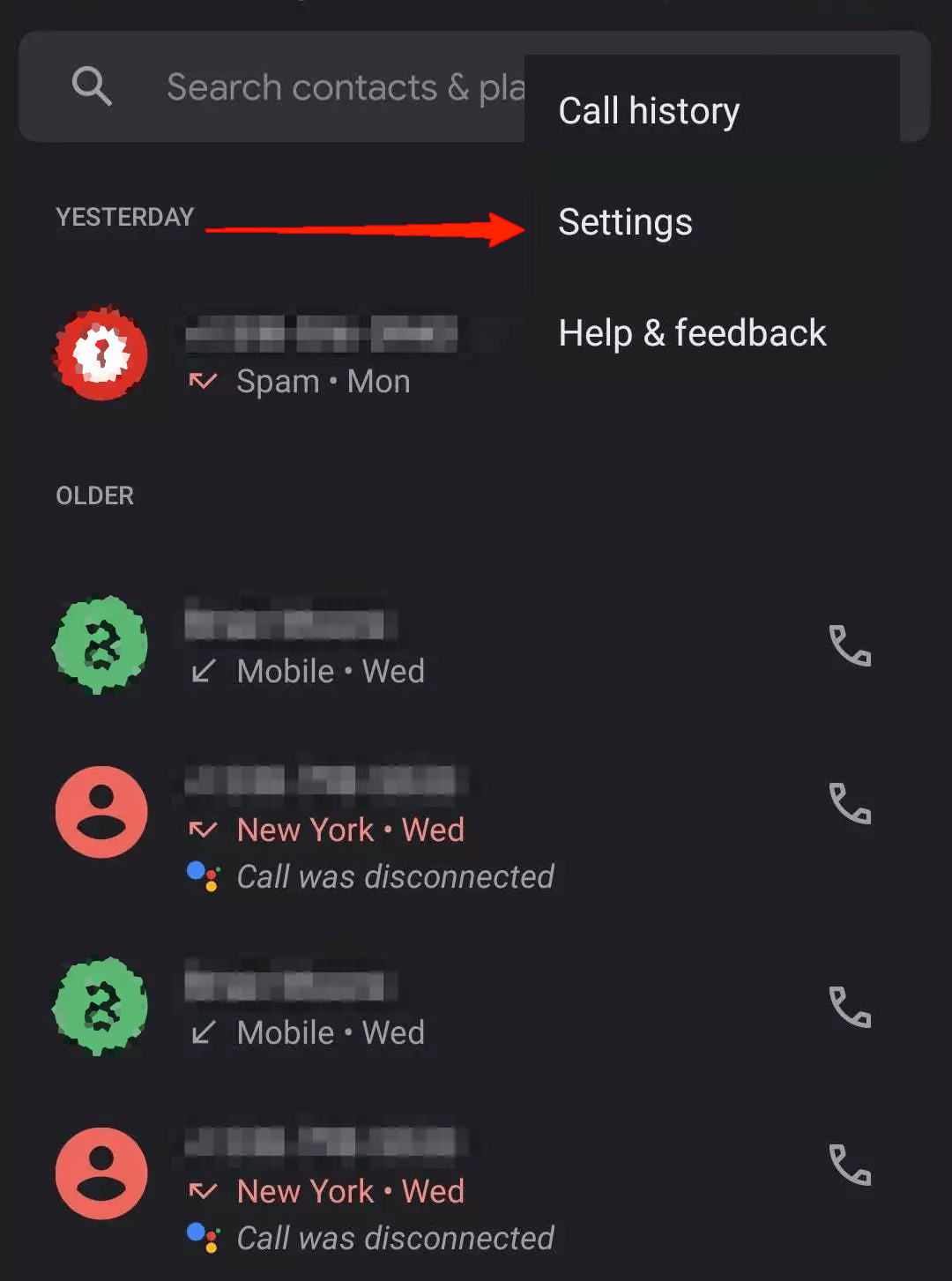 Now, tap on the Settings option