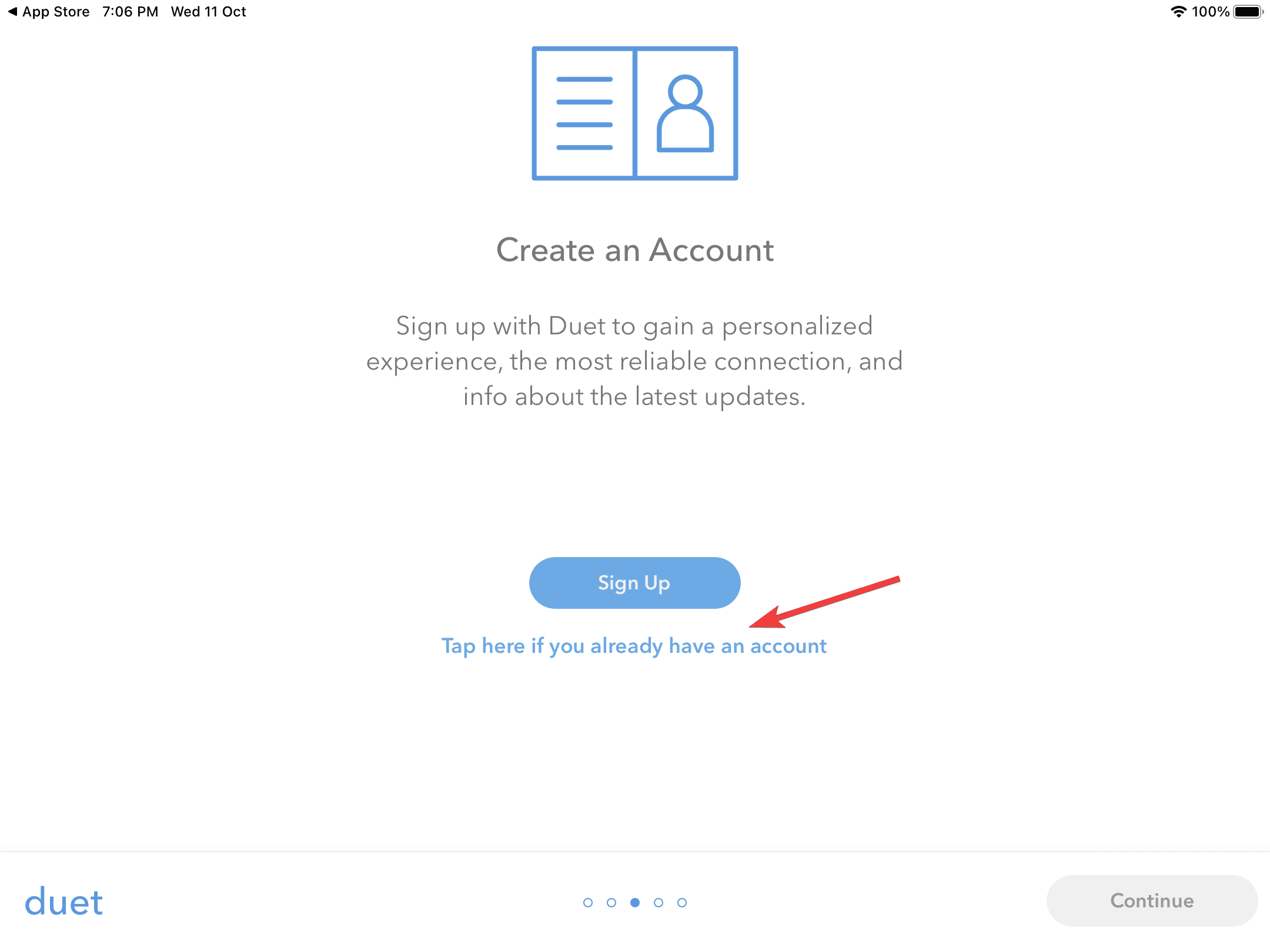 Экран: уже есть аккаунт