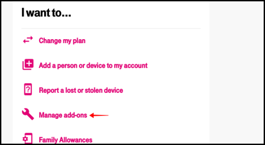 Страница дополнительных услуг T‑Mobile с опцией Netflix