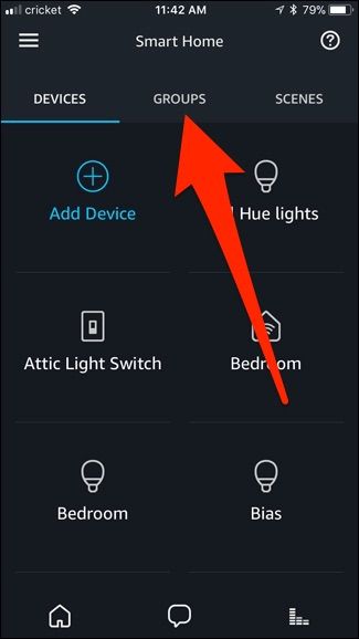 Изображение: вкладка Groups в приложении Alexa