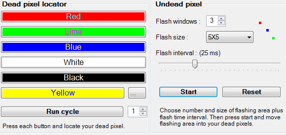 Процесс восстановления зависшего пикселя