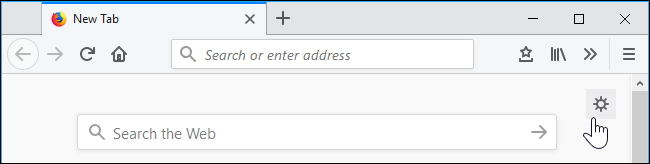 Меню настройки страницы новой вкладки — значок шестерёнки в правом верхнем углу