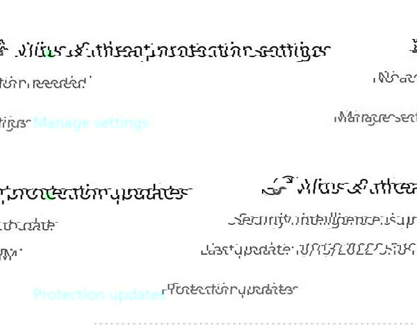 Раздел Обновления защиты в Windows Security
