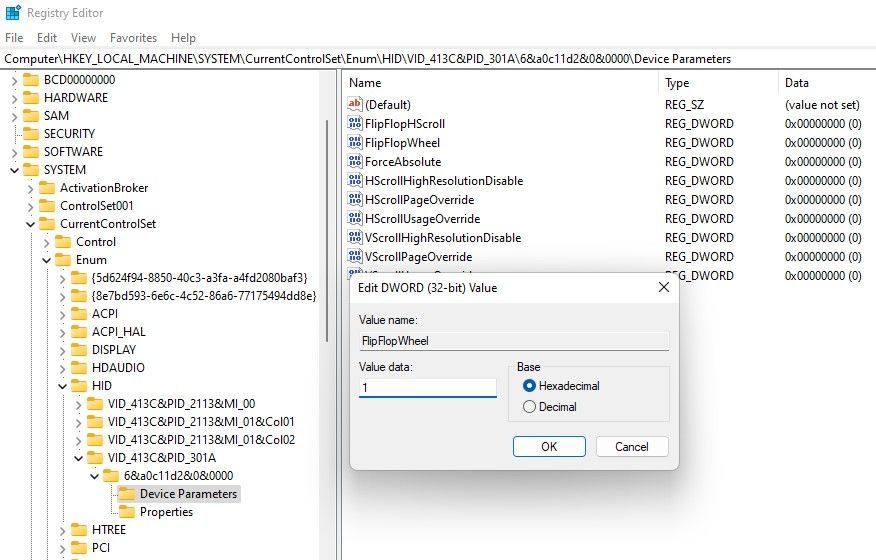 редактирование FlipFlopWheel в реестре
