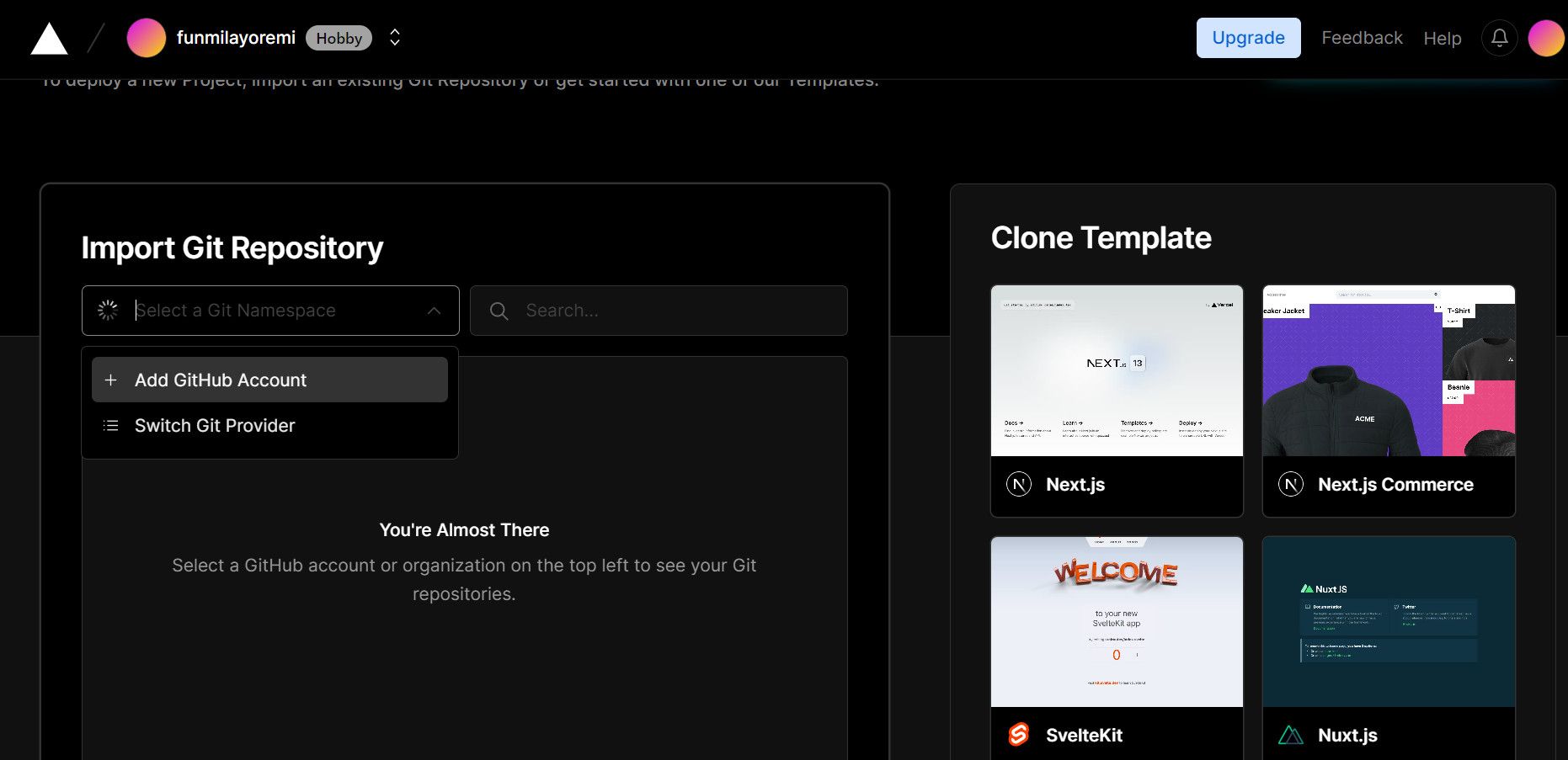 GitHub installation dashboard