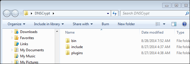 Распаковка файлов dnscrypt в папку DNSCrypt на рабочем столе