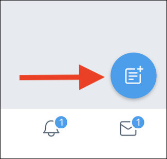 Кнопка нового списка в мобильном приложении Twitter