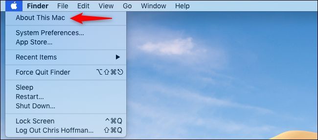 Окно Об этом Mac с выделенной информацией о модели и серийном номере