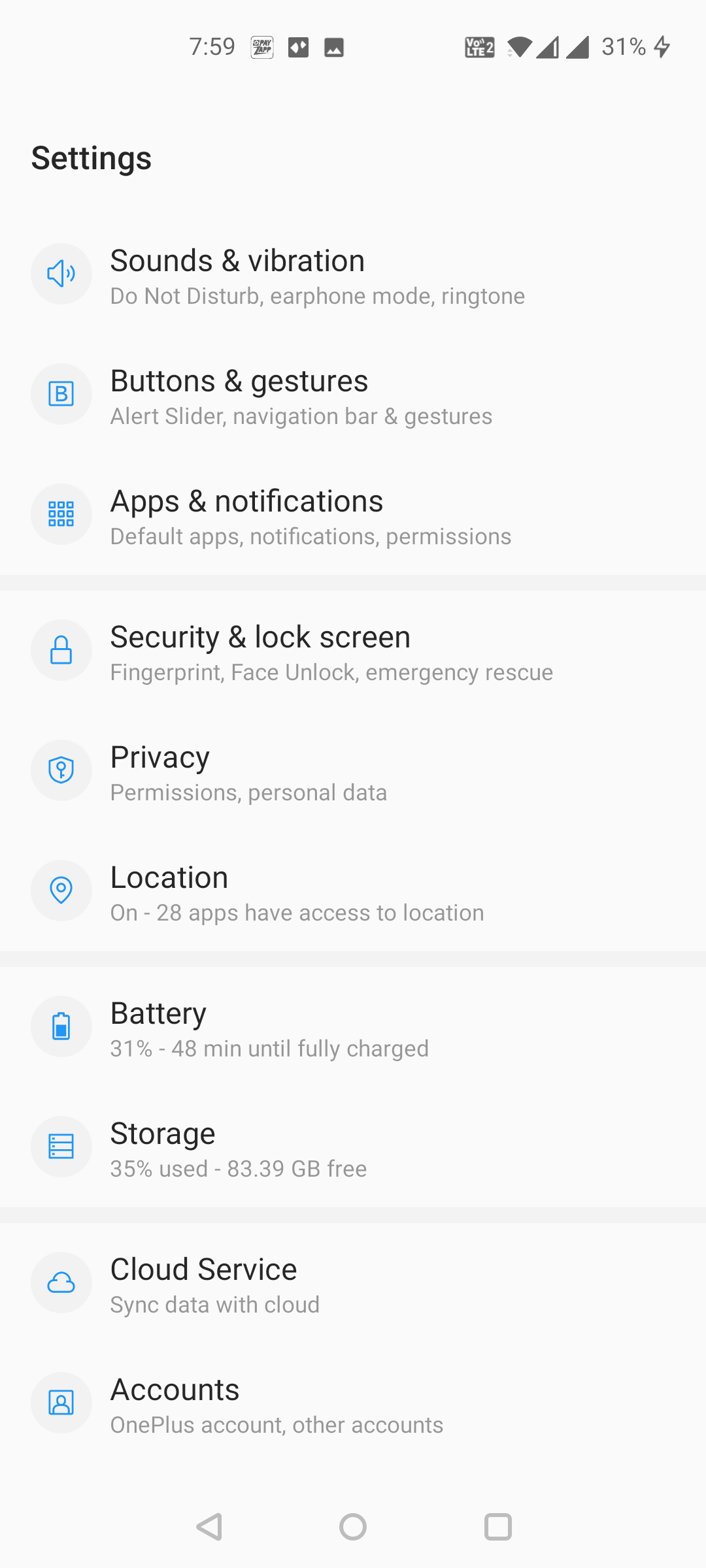 Настройки жестов на OnePlus