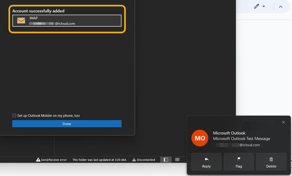 Test email is sent out by Microsoft in Outlook app for Windows. 
