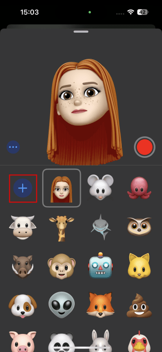 Создание нового Memoji в приложении Сообщения на iPhone