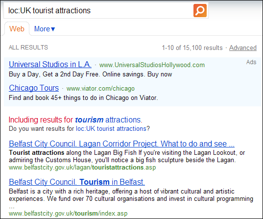 Скриншот: пример loc:UK туристические аттракции