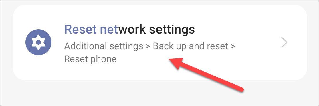 Экран с опциями сброса в Android