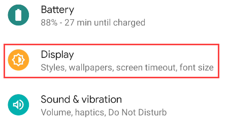 перейдите в раздел дисплея