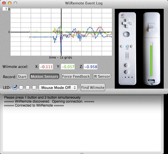 Подключение Wiimote к Mac и отображение данных акселерометра