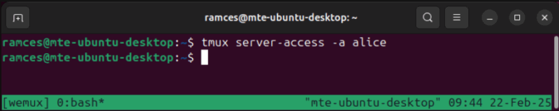 Команда tmux server-access для разрешения доступа гостю.
