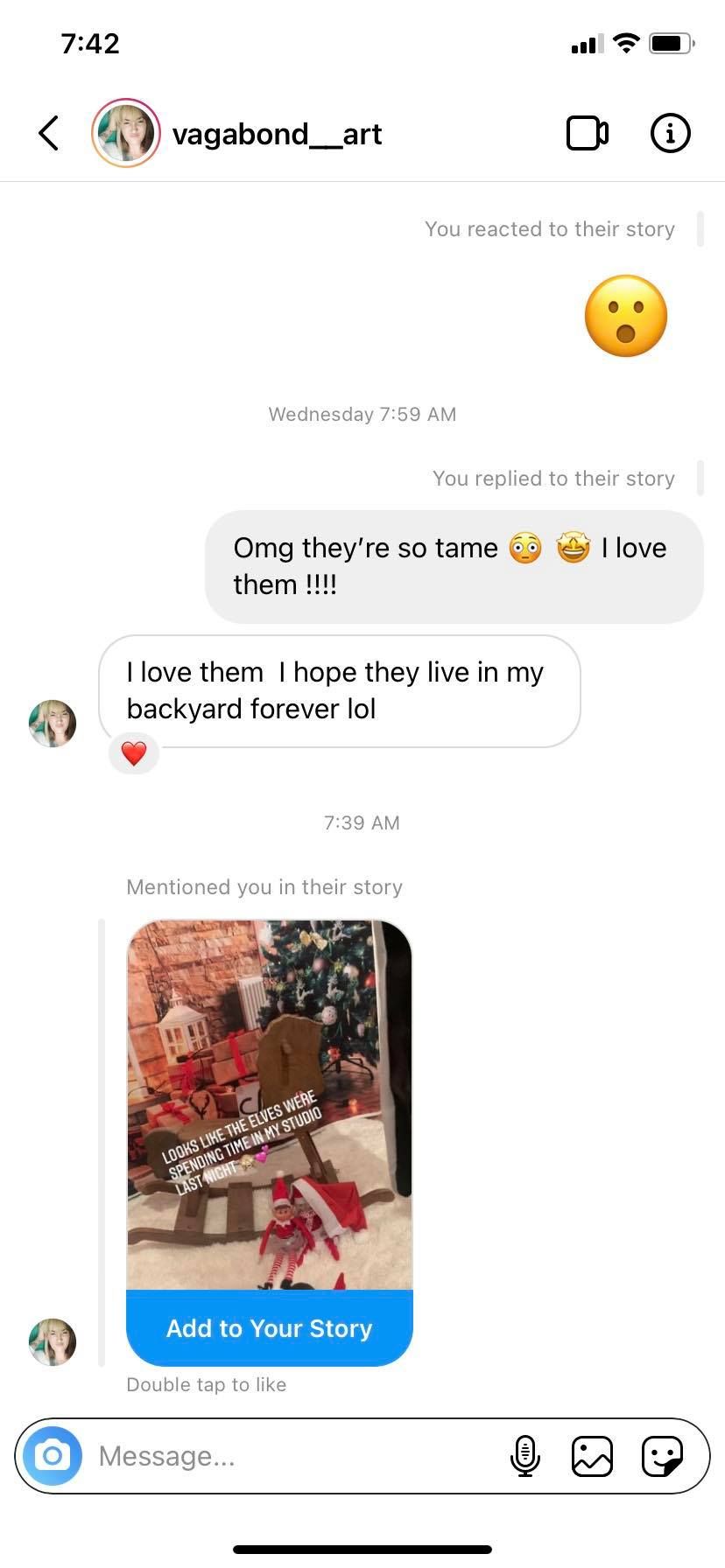 скриншот личных сообщений Instagram