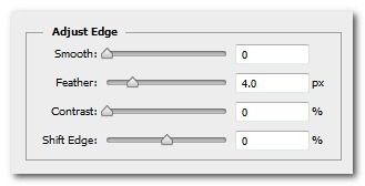 Réglage de Feather dans Refine Edge pour lisser la sélection