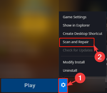 Scan and Repair в Battle.net — кнопка и окно процесса