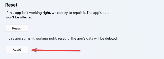 Кнопка Сбросить параметры приложения Netflix
