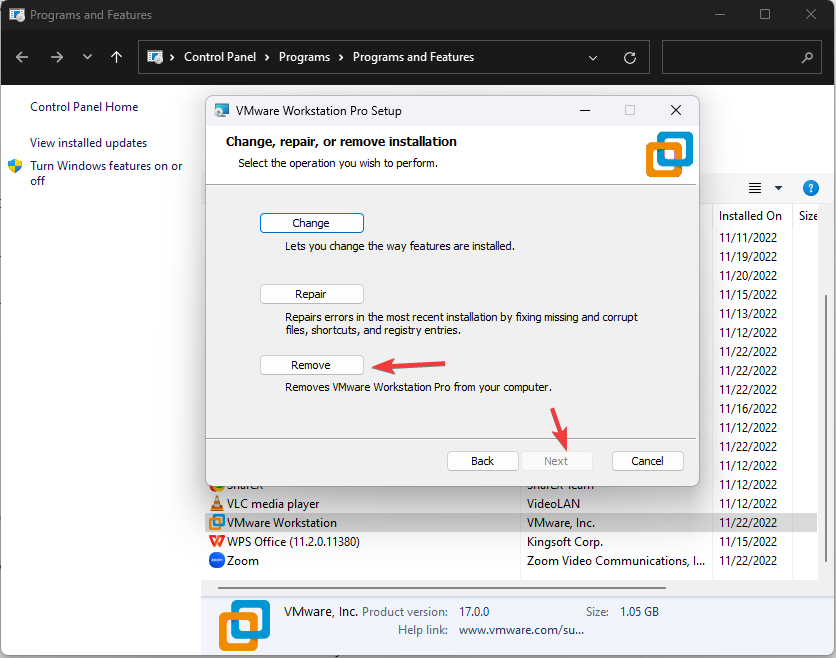Процесс удаления приложений в Windows