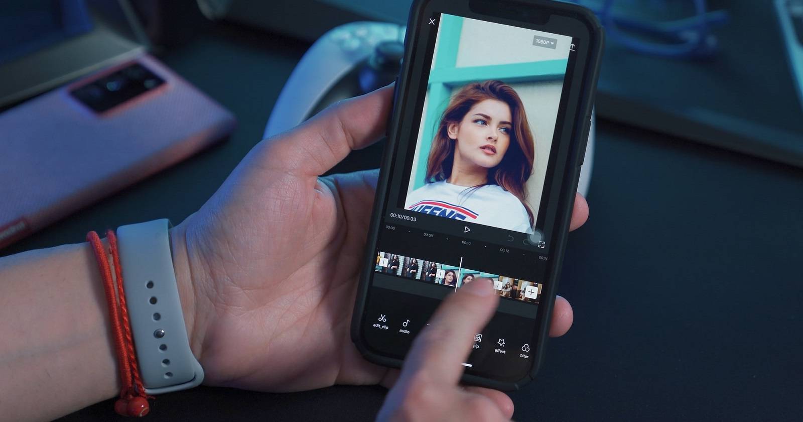 Person Using Editor on Phone